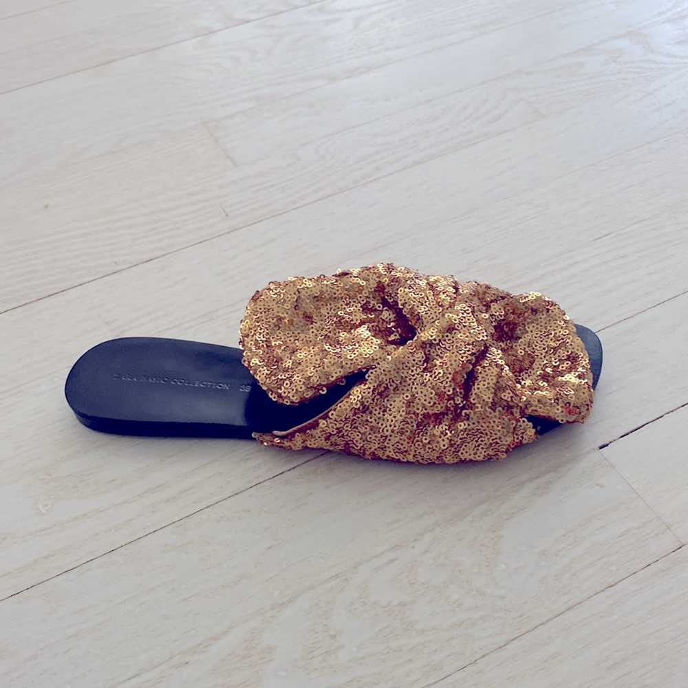 Zara sequined knot flats